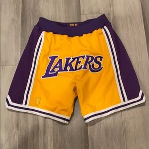 Custom Mitchel and Ness Lakers Home Shorts